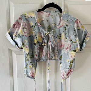 Floral Tie-Front Crop Top